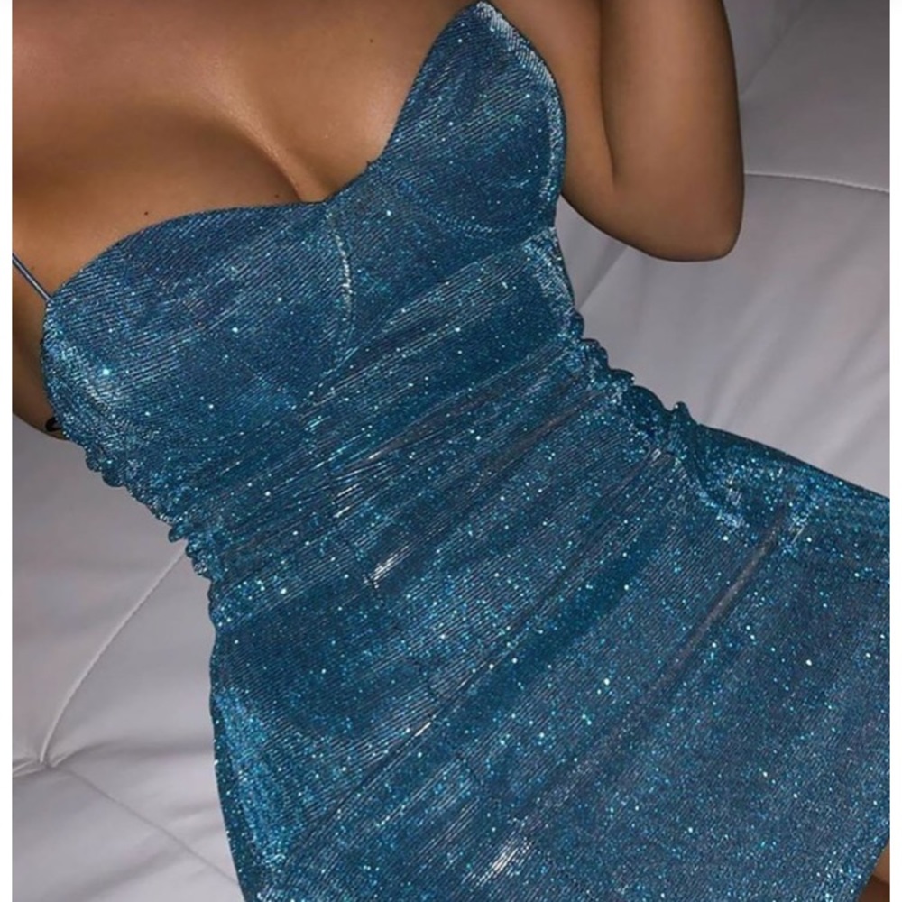 Blue metallic fashion nova dress